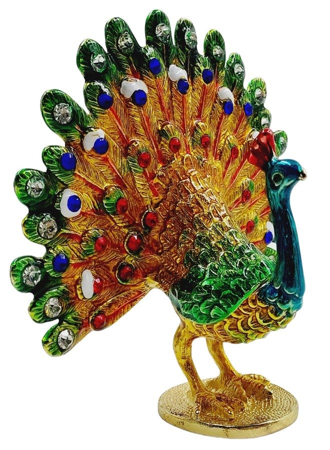 ART FLAUNTS Peacock Showpiece Bejeweled Statue for Mandir Temple Decoration Feng Shui Items for Good Luck, Decorative Items for Living Room - Image 1